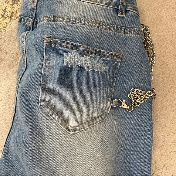 3 for 30$ American Bazi Women's Distressed  Cutout Denim Skinny Jogger Jeans  M - Picture 7 of 10